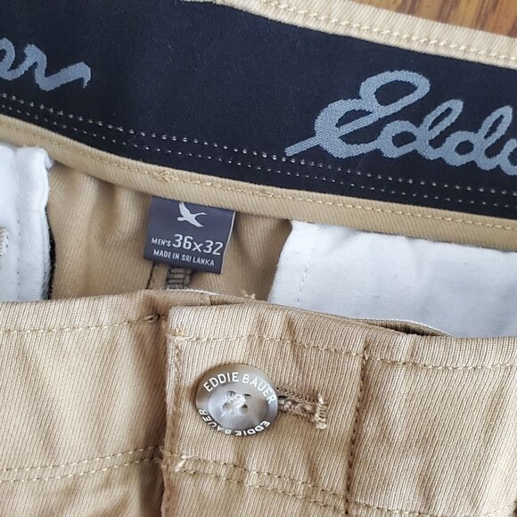 Eddie Bauer Mens 36x32 Chino Classic Fit Pants Khaki Lightweight Stretch - Picture 4 of 11
